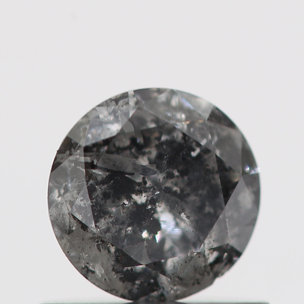 0.41 Carat Salt and Pepper Fancy Black Round Brilliant Cut Natural Loose Diamond